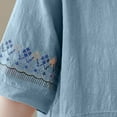 thumbnail image 4 of Fiudx Ofertas de La Semana Camisa/Camisa de Manga Corta con Cuello En V y Botones de Lino y Algodón de Color Liso para Mujer, 4 of 5