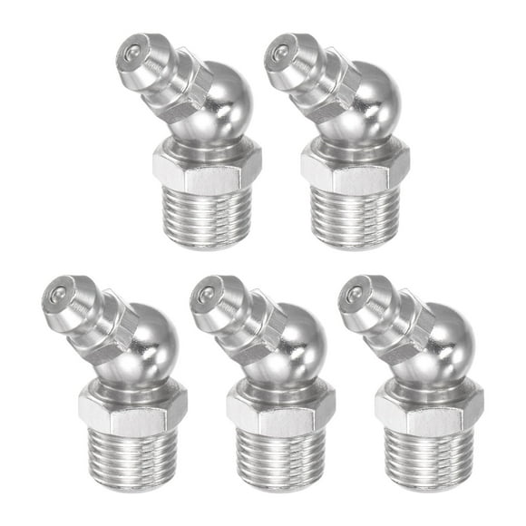 Unique Bargains 304 Stainless Steel 45 Degree Hydraulic Grease Fitting 1/8-28inch Thread 5 Pack