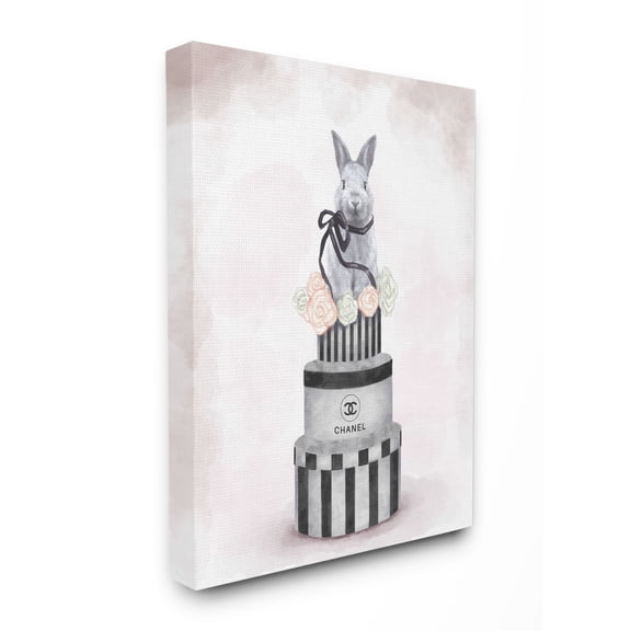 Stupell Industries Fashion Rabbit Box Stack Pink Painting Canvas Wall Art by Ziwei Li