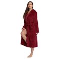thumbnail image 4 of PajamaX Hooded Womens Robe, Long Plush Robes for Women, Two Side Pockets and Belts, Warm and Cozy (M, Burgundy), 4 of 7