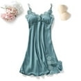 thumbnail image 2 of BJUTIR Pajamas For Women Sweet Solid Color Imitation Silk Bud Silk Belt Pad Gathered Suspender Nightdress, 2 of 3