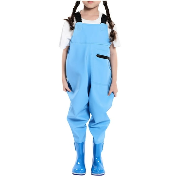 YABCSAZ Kids Rain Pants Toddler Rain Suit for Boys Girls Unisex One Piece Cartoon Waterproof Coverall Rain Jacket Waterproof Mud Dirty Proof Rain Suspender Trousers Overalls Size 8 Years