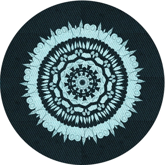 Ahgly Company Machine Washable Indoor Round Transitional Deep-Sea Green Area Rugs, 6' Round