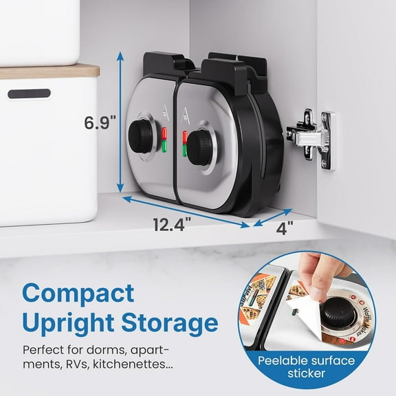 Double Belgian Waffle Maker - Silver-1, Large