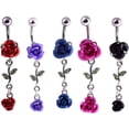 thumbnail image 5 of 1Pc Belly Button Ring Women Dual Rose Flower Navel Ring Body Piercing Jewelry Gift Rose Red, 5 of 5