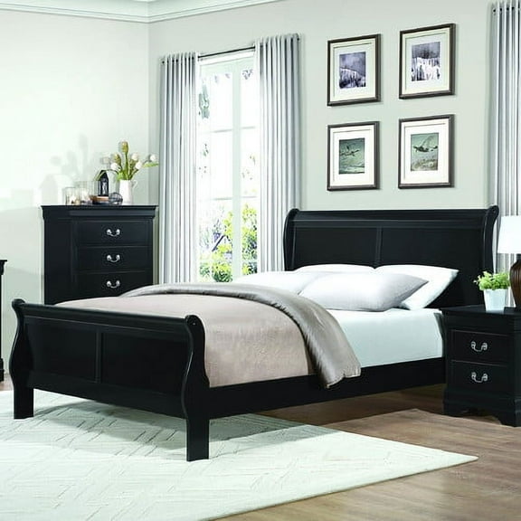 Lexicon Mayville Traditional Wood Full Sleigh Bed in Black