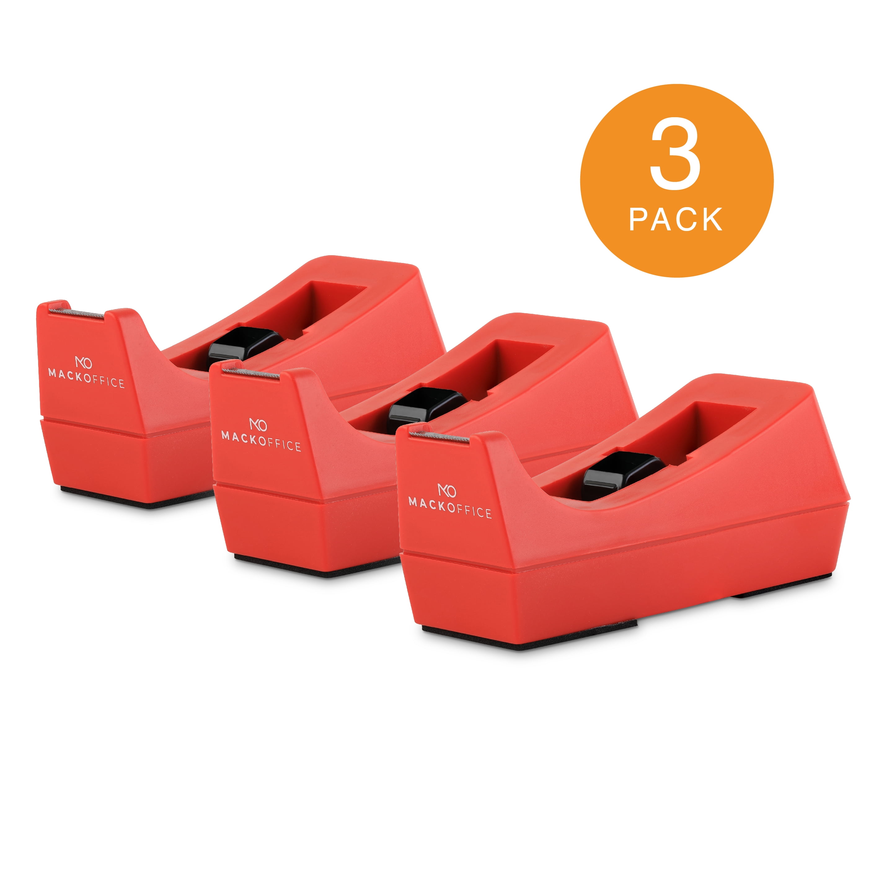 Desktop Tape Dispenser ( 3 Pack) Red by MackOffice