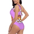 thumbnail image 4 of Haiem Corgi In Sushi Roll Women's One Piece Swimsuits Tummy Control One Shoulder Bathing Suits Ruffle Swimwear-Medium, 4 of 8