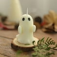 thumbnail image 4 of Handcrafted Halloween Ghost Scented Candle - Lavender Aroma, Single Wick, Jar Design With Bow Accent For Home Decor, 4 of 5