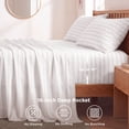 thumbnail image 6 of U by Bedsure Striped King Sheets Set, 4 Piece 16" Deep Pockets Soft Prewashed Microfiber Jacquard Bed Sheets, White, 6 of 8