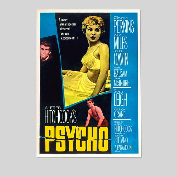 Psycho 1960 Alfred Hitchcock Retro Vintage Horror Movie Poster Horror Movie Psycho Movie Poster Size 24''x36'' - Kiloa