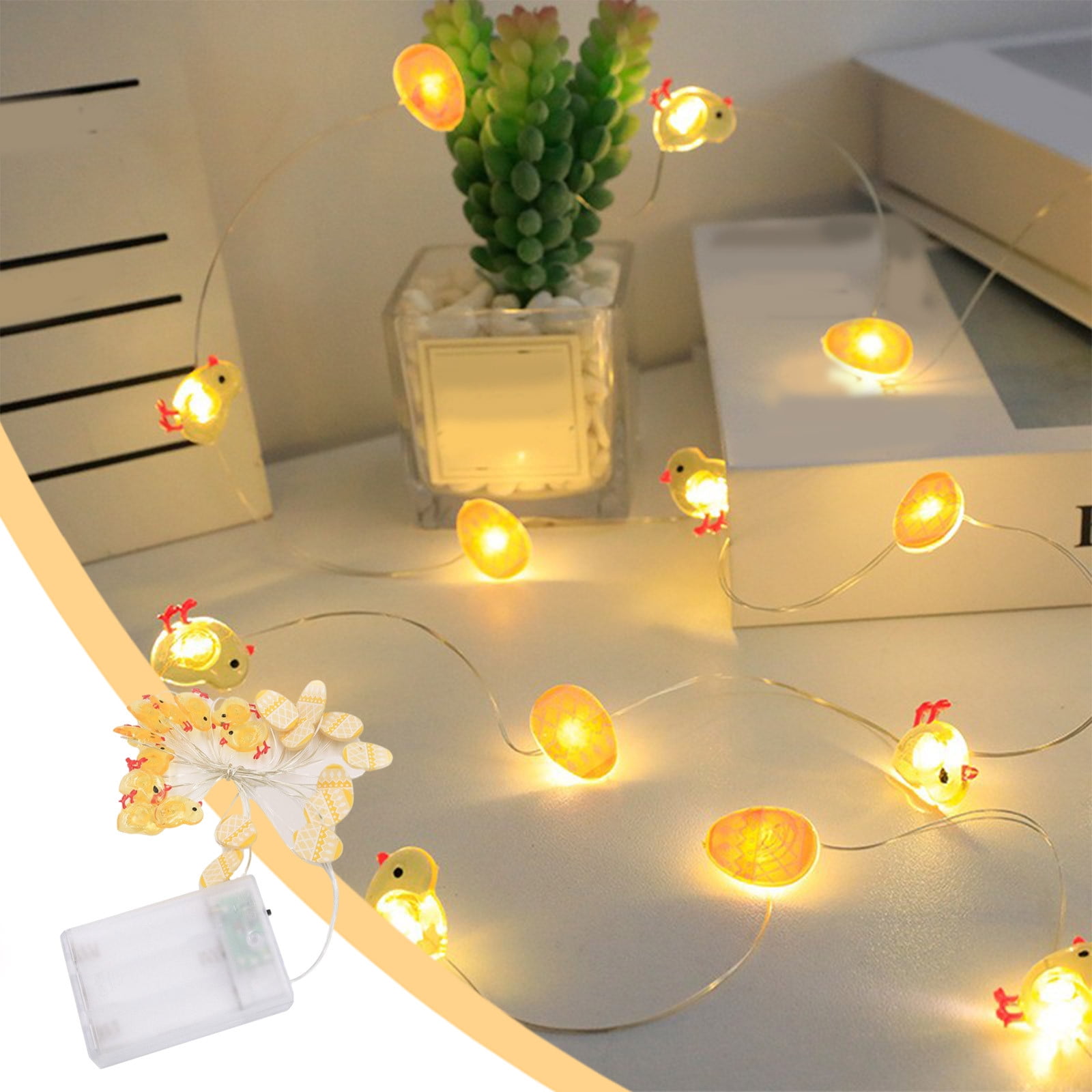 UsRHHA Easter LED Chicken Egg String Lights, 2 Meter 20 Bulb Hanging Decor for Window Shop, Spring Holiday Decoration Lighting