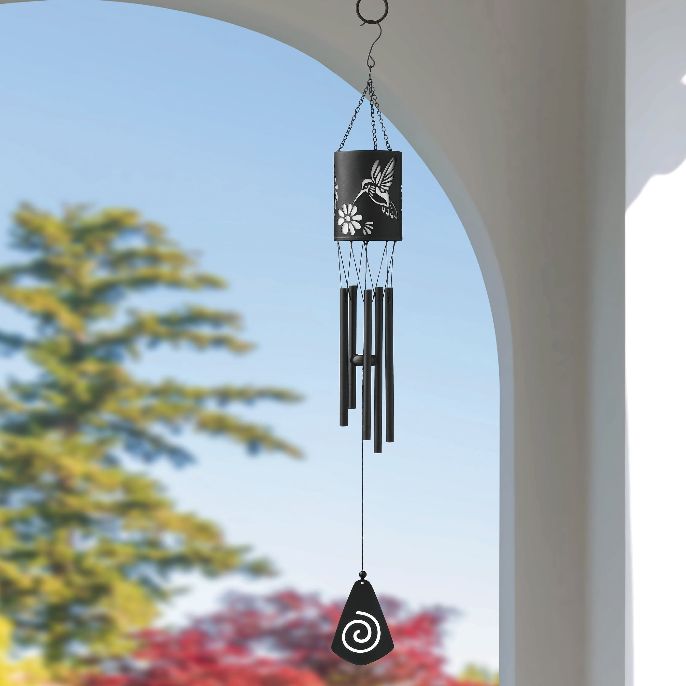 Mainstays Solar-Powered Hummingbird Wind Chime, Black