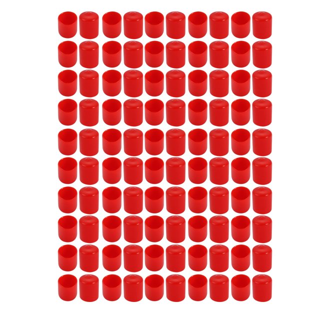 Unique Bargains 100pcs 15mm Inner Dia PVC Flexible Vinyl End Cap Screw Protector Cover Red