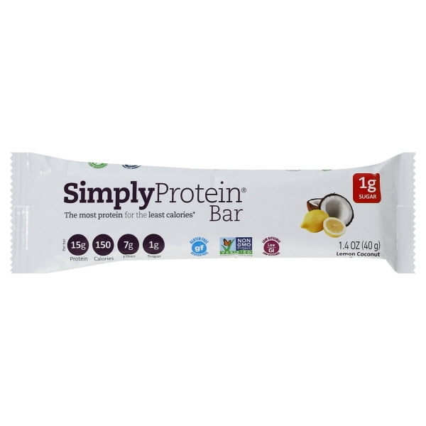 Simply Protein Bar, 1.4 oz bars, Lemon Coconut, 12 bars (Pack of 3