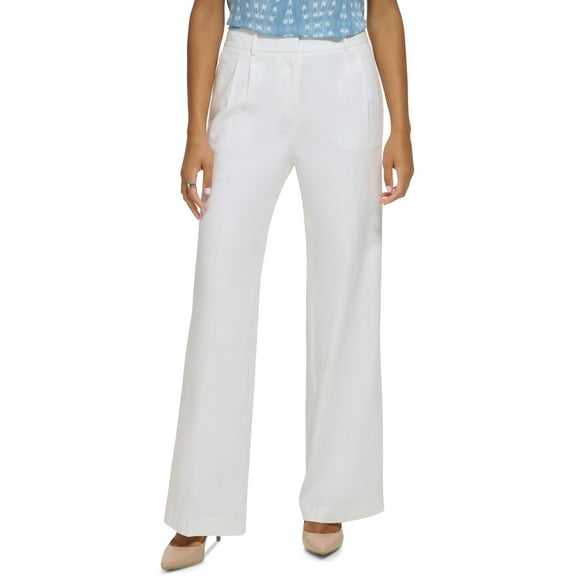 Women's Wide Leg Linen Pants Cream 6