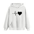 thumbnail image 5 of Spazoro Girls Hooded Sweatshirts, Love Print Fashion Long Sleeve Soft & Comfy Fall Winter Tops for Girls White Size 14 T, 5 of 6