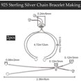 thumbnail image 4 of 2 piezas de cadena corta de 6 cm para hacer pulseras de plata de ley 925, ajustables, de color platino., 4 of 5