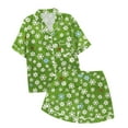thumbnail image 4 of CAIVO Girls Polka Dots Printed 2 Piece Pajama Sets Lapel Short Sleeve Button Down Shirt With Shorts Children Kids Homewear Sleepwear, 4 of 4