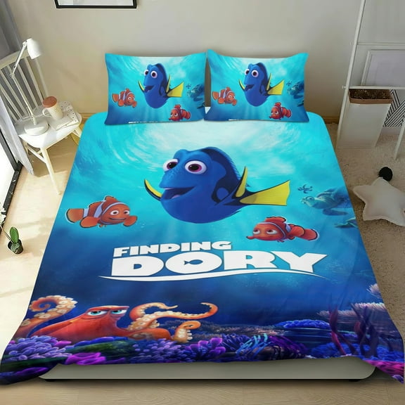 3 Piece Comforter Cover Set For Finding Nemo Bedding Set Cute Duvet Cover Sets Super Soft Teens Bedding Set Kids Bedroom Gifts,1 Duvet Cover with 2 Pillowcases Twin