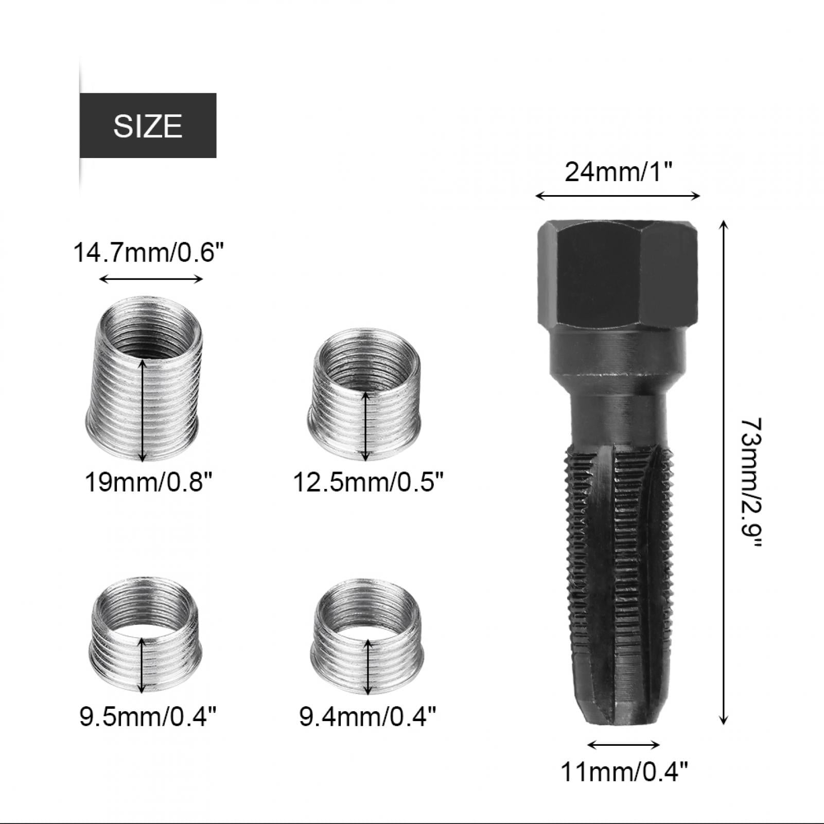 QWORK Spark Plug Tool Tap Tool 2 Pcs Carbon Steel Spark Plug Thread Insert Tap Set M10*1.0 / M12*1.25 M14*1.5 / M18*1.5 