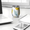 thumbnail image 3 of 12oz Stemless Wine Tumblers Lemon Vacuum Insulated Stainless Steel Travel Tumbler Cups Mug with Lid and Straw for Champaign,Cocktail,Beer with Cleaning Brush, 3 of 5