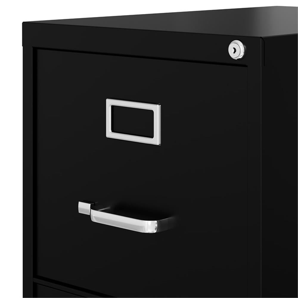 Bowery Hill 25" 4-Drawer Metal Letter Width Vertical Filing Cabinet in Black