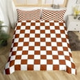 thumbnail image 2 of Erosebridal Brown Checkered Comforter Cover Full White Coffee Checkerboard Bedding Set,Plaid Grid Duvet Cover Teen Men Modern Room Decor Zipper(No Comforter), 2 of 5