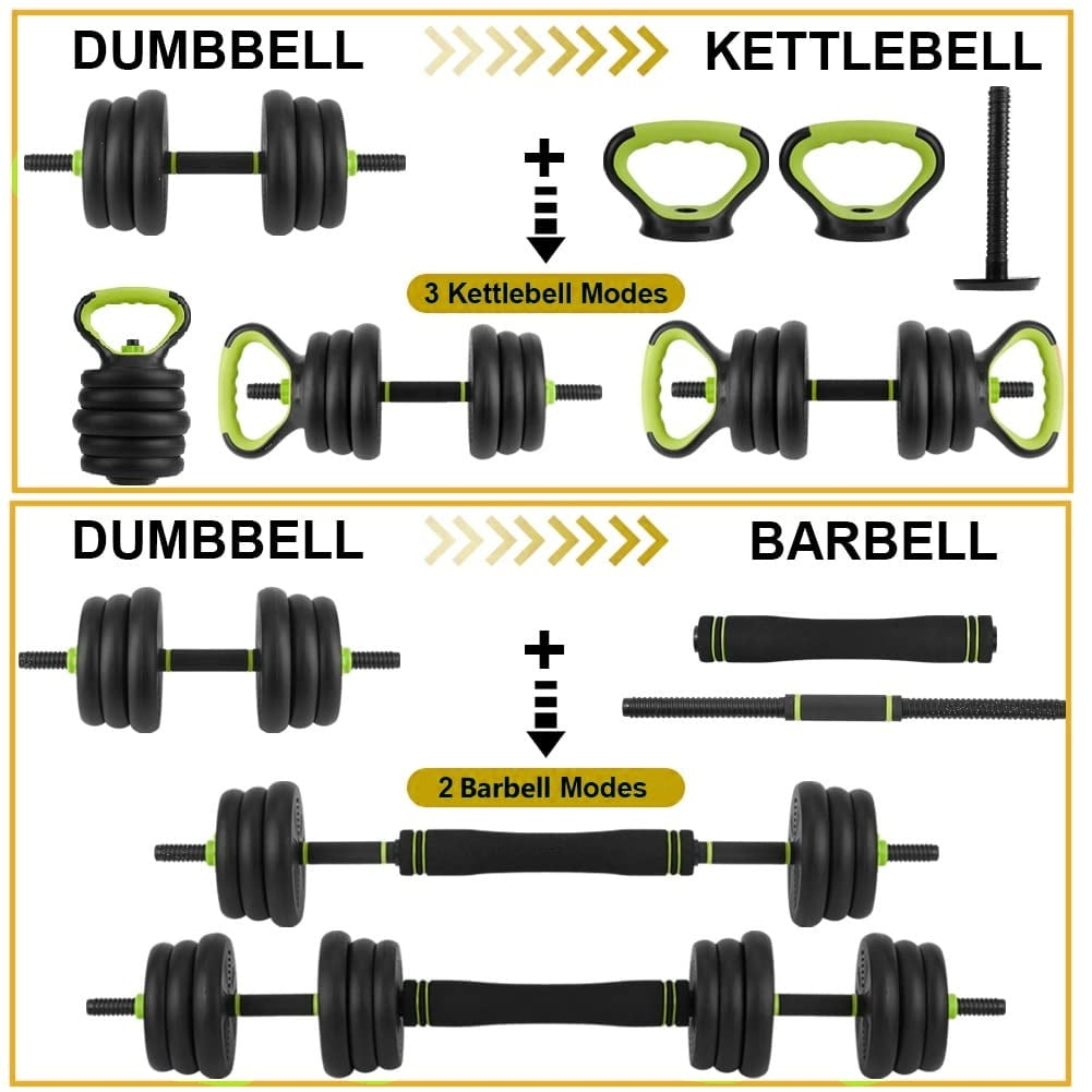 Adjustable Dumbbells, 66/88Lbs Free Weight Set with Connector, 4 In1 Weight Dumbbell Set Used As Kettlebells, Barbell, Fitness Exercise for Home Gym