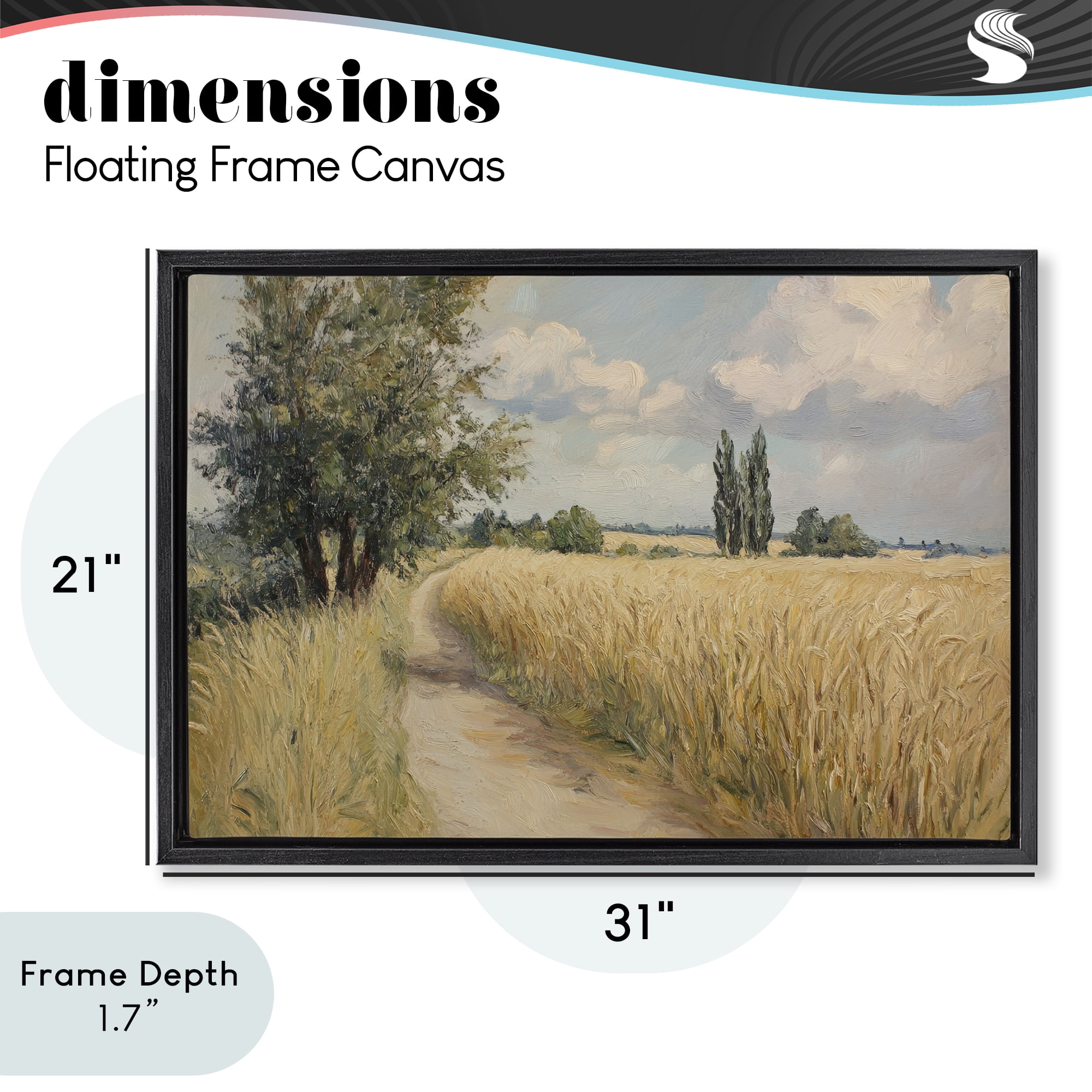 Stupell Industries Quiet Path Through Wheat Black Framed Floater Canvas Wall Art, design by Petal Prints Design
