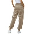 thumbnail image 4 of Hpapadks Casual Pants for Women Elasticized High Waist Solid Joggers with Drawstring Slacks for Women Khaki XL, 4 of 7