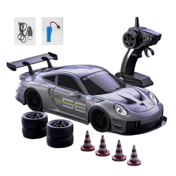 RC Drift Car,124 Scale RC Drift Car 4WD 2.4GHz 30KM/H High Speed Sport with LED Toy Lights,Two Cars