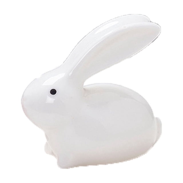 Cute Easter Ceramic Bunny Figurine Home Desktop Holiday Craft Decoration