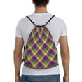 thumbnail image 2 of Kdxio Mardi Gras Plaid Print Drawstring Backpack Bag,Waterproof Draw String Back Sack, Gym Drawstring Bags Swim Bag For Unisex, 2 of 9