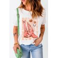 thumbnail image 7 of Women's White HOWDY Cowboy Boots Graphic Crew Neck T-Shirt, 7 of 7
