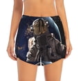 thumbnail image 2 of Salouo Astronaut Print Women's 2 in 1 Running Shorts Double-Layer Shorts Athletic Workout Gym Yoga Shorts Running Shorts for Women-Small, 2 of 7