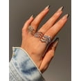 thumbnail image 4 of Baicccf Anillos de oro para mujer chapado en oro de 14 quilates, anillos ajustables delicados, serpiente de mal de ojo, Chevron, abrazo, nudillos, banda simple, diamante falso, dedo R, 4 of 5