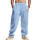 thumbnail image 1 of Pantalones largos para hombre, color liso, informales, lisos, a la moda, para exteriores, rectos, para playa, de poliéster, 1 of 9