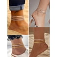 thumbnail image 3 of FindChic 3pcs Layered Anklets for Women Stainless Steel Herringbone Chain Cuban Link Tennis Ankle Bracelet Set Adjustable Foot Chain Waterproof Summer Beach Jewelry Gifts for Mom Daughter, 3 of 7