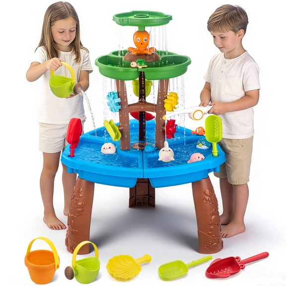 VROGTIK Toddler Water Table with Fishing Toys, Outdoor Water Play Table for Kids Ages 4-8, Kids Water and Sand Activity Sensory Playset, Summer Outdoor Toys