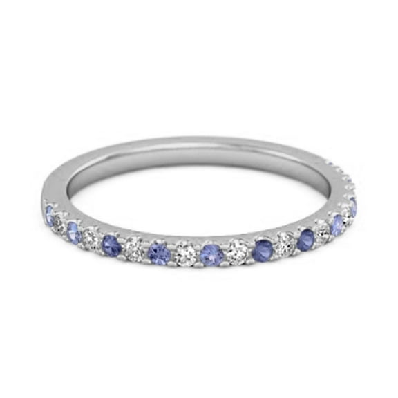 Mooneye 0.18 Cts Tanzanite Half Eternity 925 Sterling Silver Women Valentines Day Gifts Ring