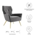 thumbnail image 4 of Armchair Accent Tufted Chair, Grey Gray, Velvet, Modern Contemporary, Mid Century Living Hotel Lounge Cafe Lobby, 4 of 8