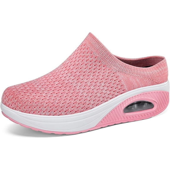 Women's Mesh surface shoes - platform slippers with foot arch pad, suitable for both indoor and outdoor use