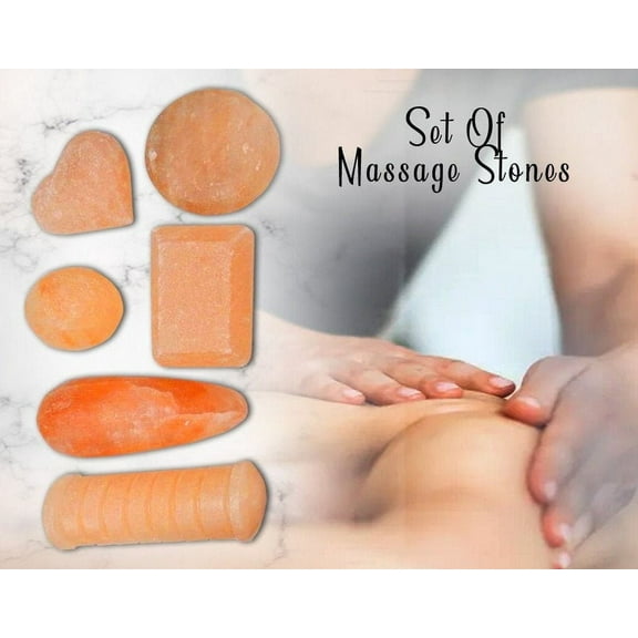 6 Pieces Complete Set of Himalayan Pink Salt Massage Stones, Hot Massage Stones, Healing Massage Stones, Soothing & Healing Massage Therapy, Massage Kit