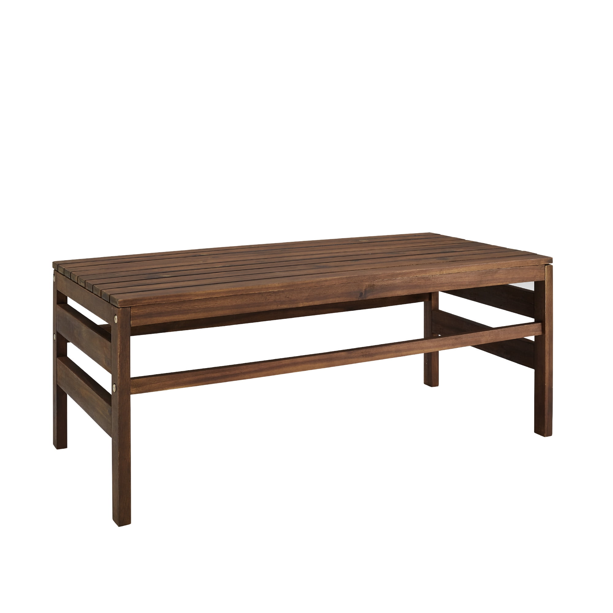Manor Park Modern Plank Acacia Wood Patio Coffee Table, Dark Brown