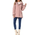 thumbnail image 2 of Abrigo parka para mujer Inspire Chic con cinturón, bolsillos, mangas largas y capucha de piel sintética, color rosa, 2 of 6
