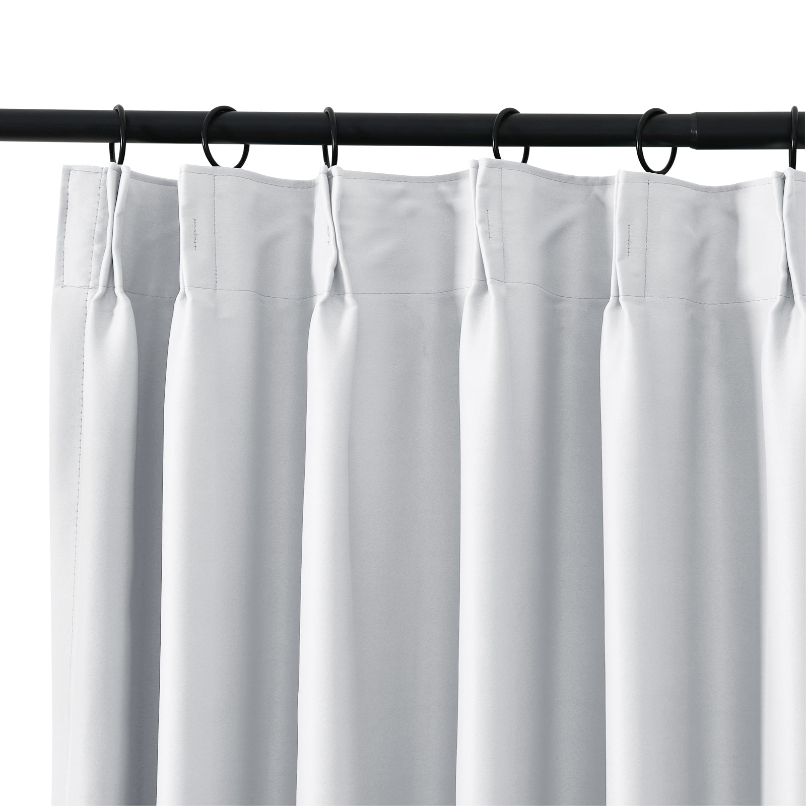TWOPAGES Pinch Pleated Curtain Blackout Light Blocking Drape for Bedroom, 1 Panel, 52"x108", Grey White
