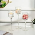 thumbnail image 7 of Glass Tealight Candle Holders: Set of 6 Tall Candle Stands for Dinner Table Centerpiece - Stemmed Candleholders for Pillar Floating Candles, 7 of 7