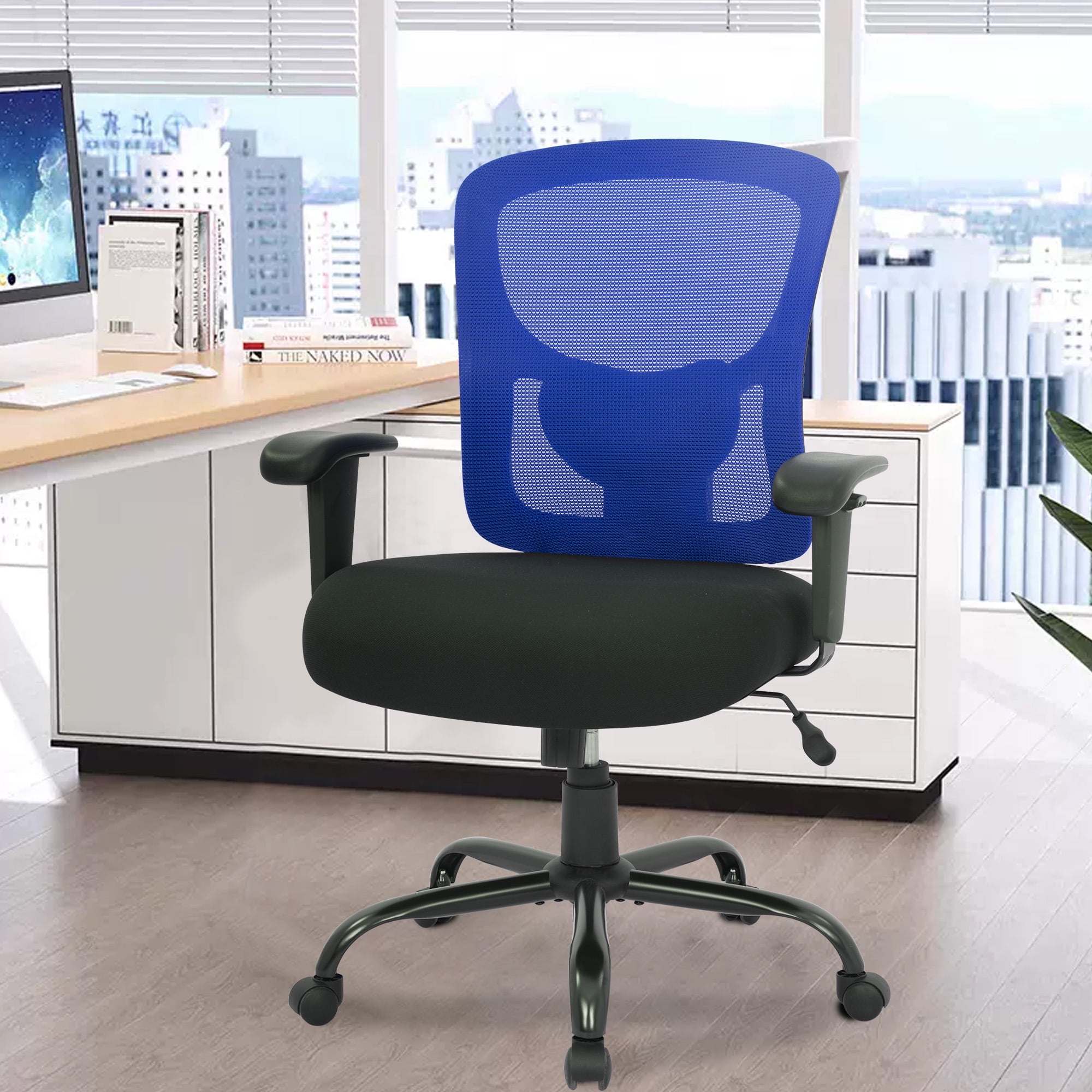 BestOffice Big and Tall Office Chair, Lumbar Support, Adjustable Arms and Height for Adults(Blue)