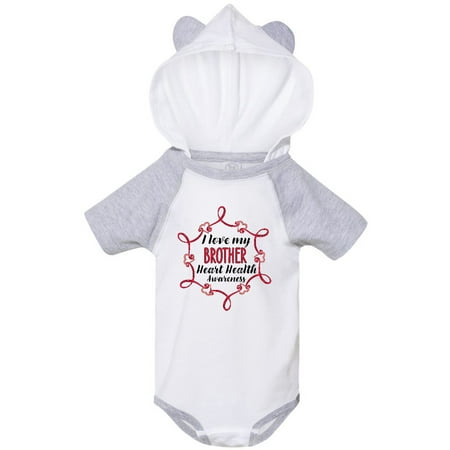 

Inktastic I Love My Brother Heart Health Awareness Gift Baby Boy or Baby Girl Bodysuit